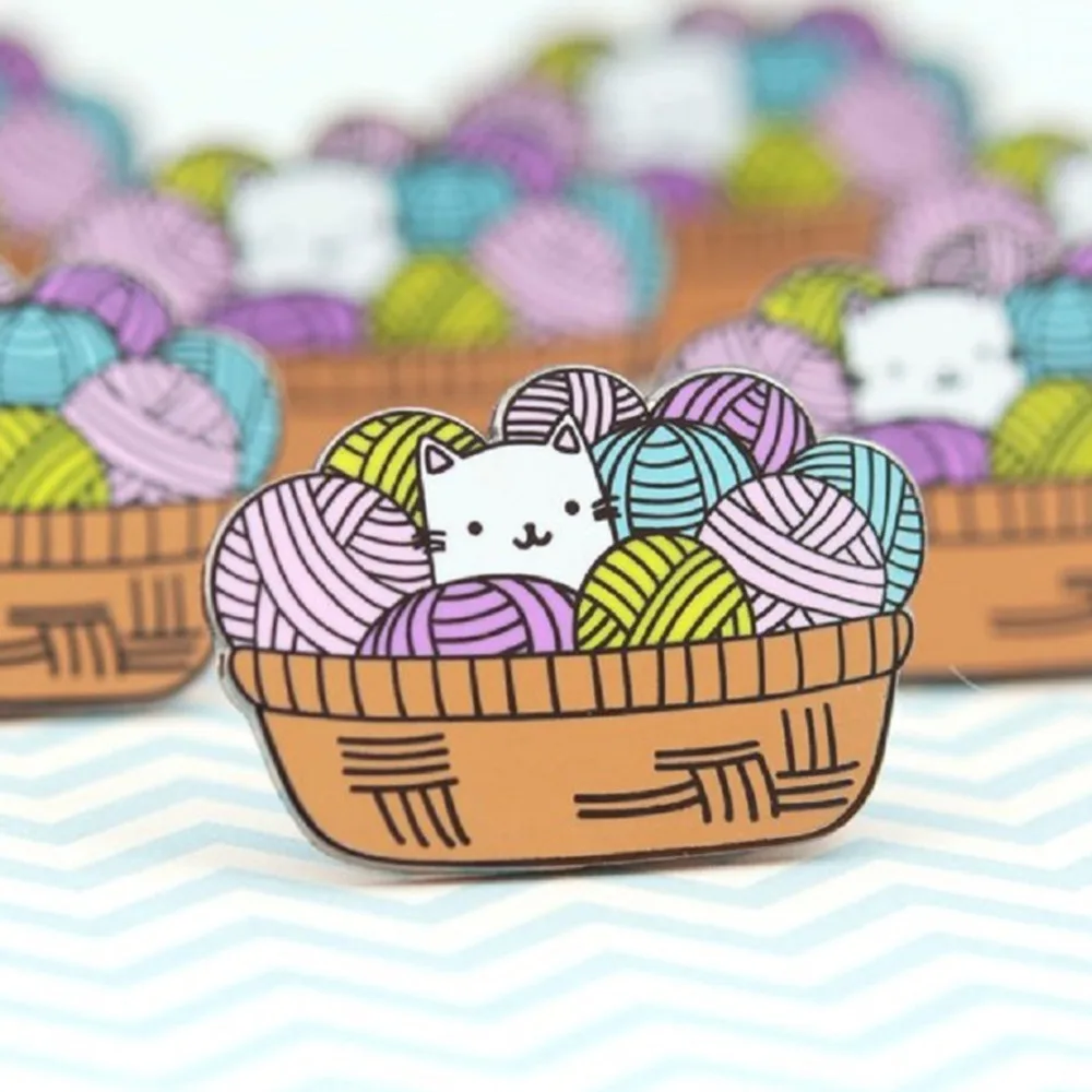 Милый кот брошь ланч бокс сумка чемодан булавка каваи животное металлическая