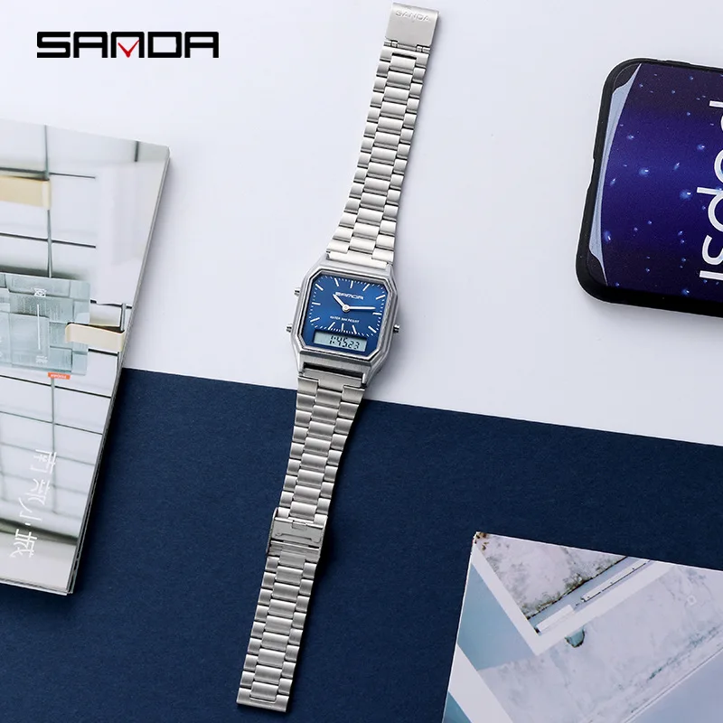 Sanda военные спортивные цифровые часы электронные мужские кварцевые Лидирующий