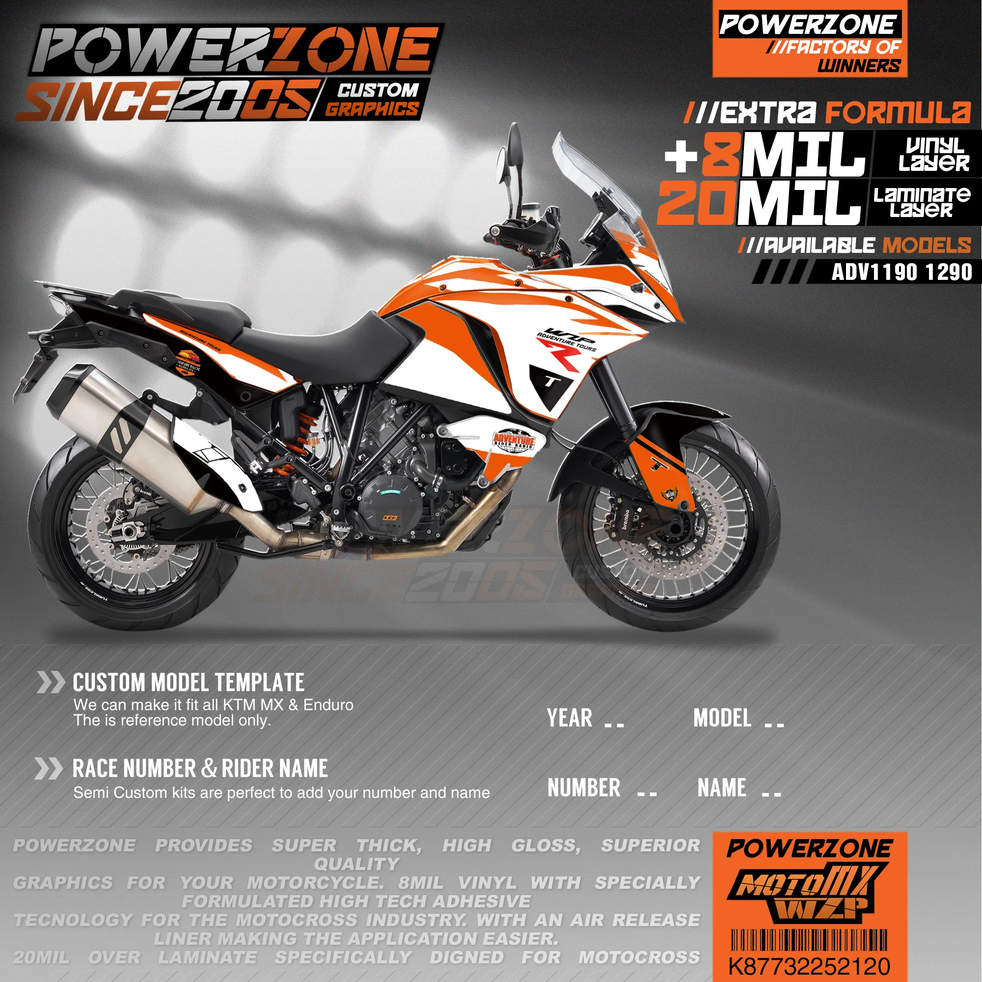 

PowerZone Custom Team Graphics Backgrounds Decals 3M Stickers Kit For KTM ADV 1050 1090 1190 1290 120