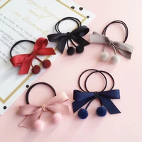 for girls flannelette bow elastic hair band pompon pendant hair tie ponytail holder women elastic hair rope hair accessories