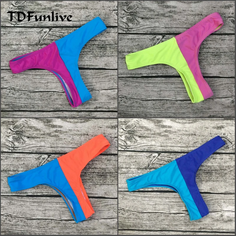 TDFunlive 2019 трусики бикини Винтаж Colorblock для женщин купальники малышек булавки до