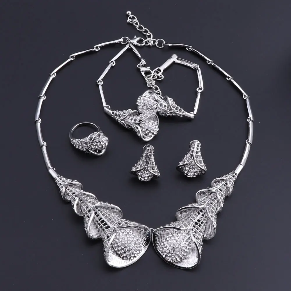 

OEOEOS New High Fashion Dubai Jewelry Set Silver Color Nigerian Wedding African Beads Jewelry Sets Parure Bijoux Femme