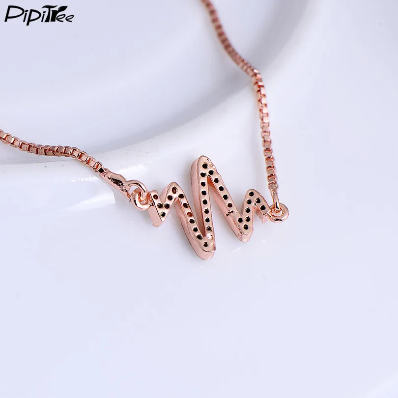 Браслет Pipitree с фианитами ПАВЕ молния электрокардиограмма классическое