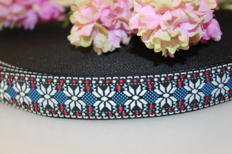 10 ярдов/партия широкий 2,5 cm Тканные жаккардовая тесьма геометрические ромбы Четырехугольная цветы