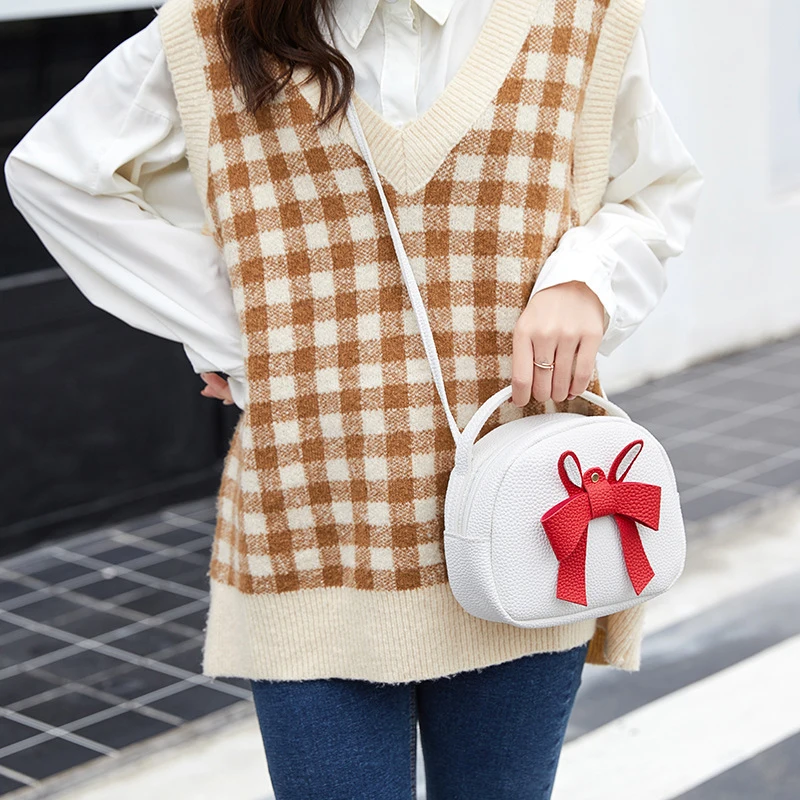 Женская сумка мессенджер Lychee с бантом на каждый день|Сумки ручками| |