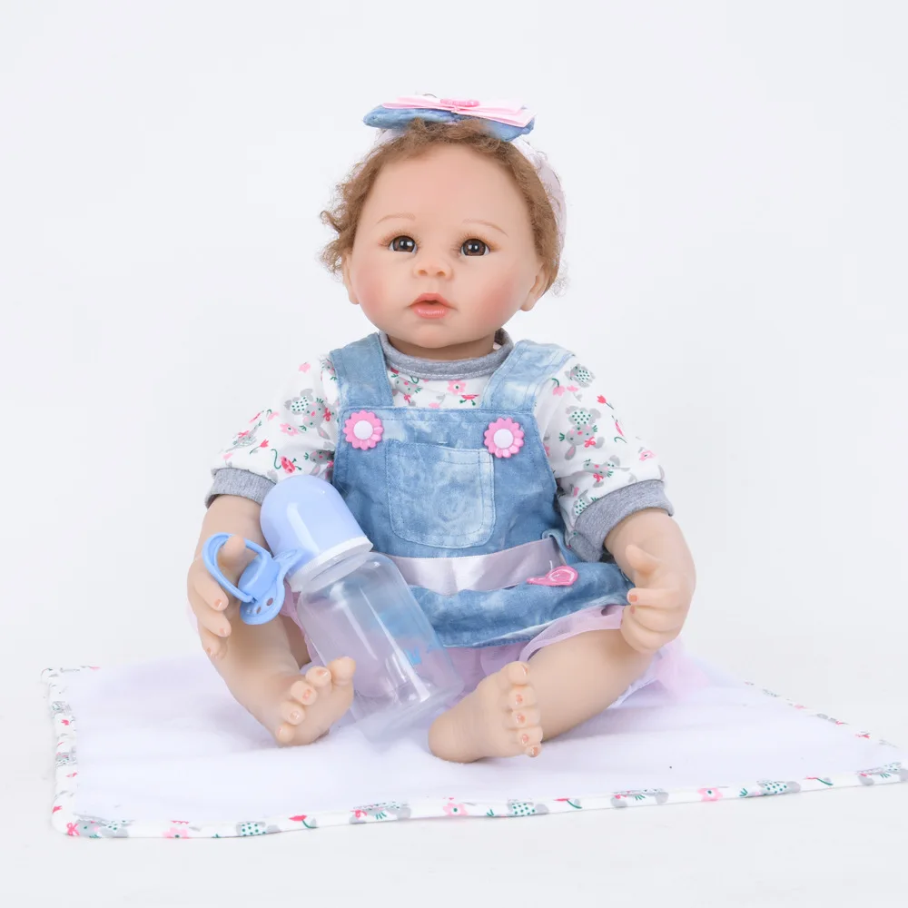 Кукла NPK Baby Reborn Lucy мягкая силиконовая для девочек красивая 22 дюйма волнистая