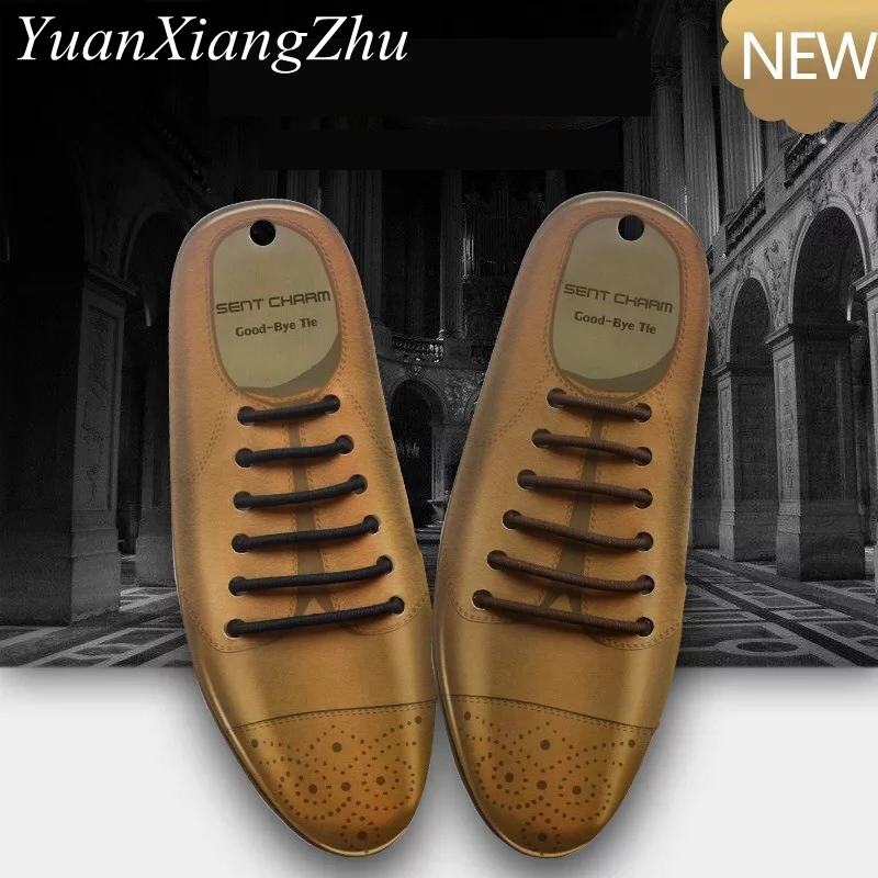 12pcs/set 3 Sizes Men Women Leather Shoes Lazy No Tie Shoelaces Elastic Silicone Shoe Lace Suitable 3 Colors L6