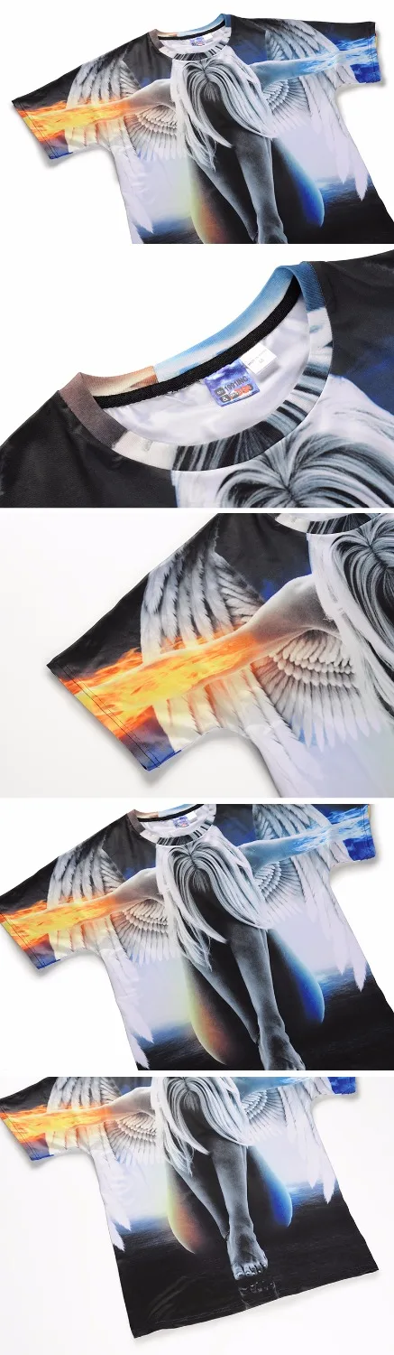 2018 Летний Новый трансграничной Ангел 3D Печать Большие размеры с коротким рукавом