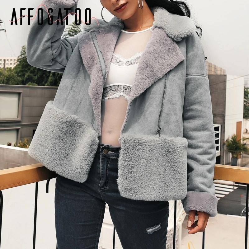 Affogatoo теплые мягкие зимние пальто с искусственным мехом женская уличная молния