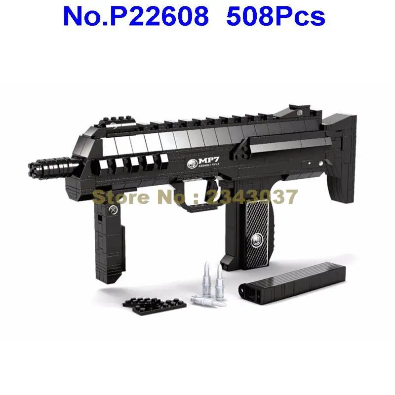 Ausini P22608 508 шт. военный Mp7 строительный блок Штурмовое оружие спецназ 1:1
