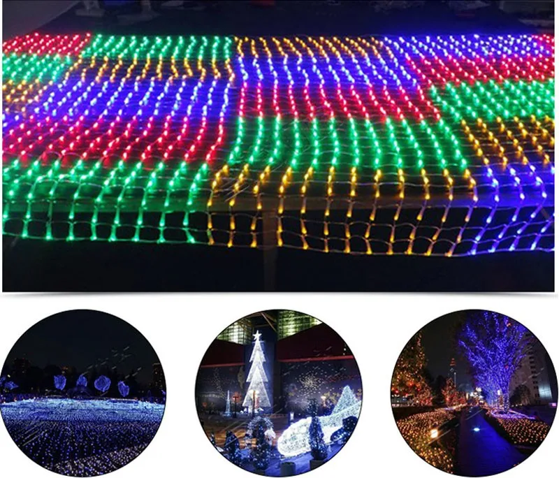 3 м * 2 сетка Фея свет шнура 200 LED Рождество Свадебная вечеринка с 8 Функция