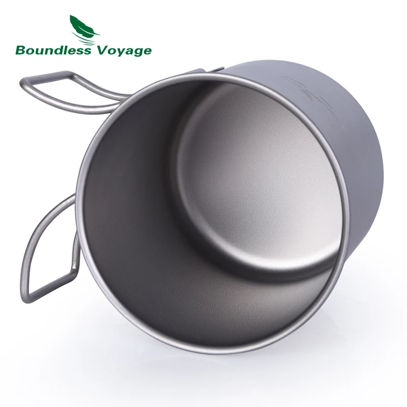 Boundless Voyage 420 мл титановая чашка для чая, чашка для воды, кружка для молока, кофе, складная ручка, посуда с крышкой для кемпинга, пикника на открытом воздухе