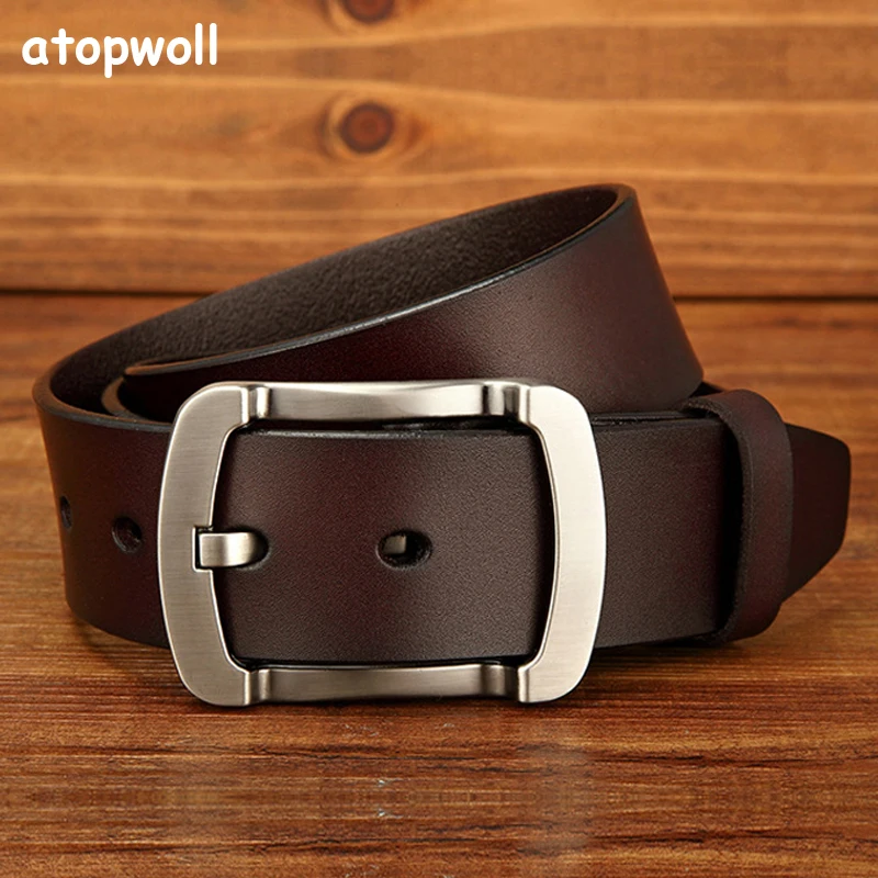 Мужской ремень из натуральной кожи брендовый винтажный повседневный пояс Прямая