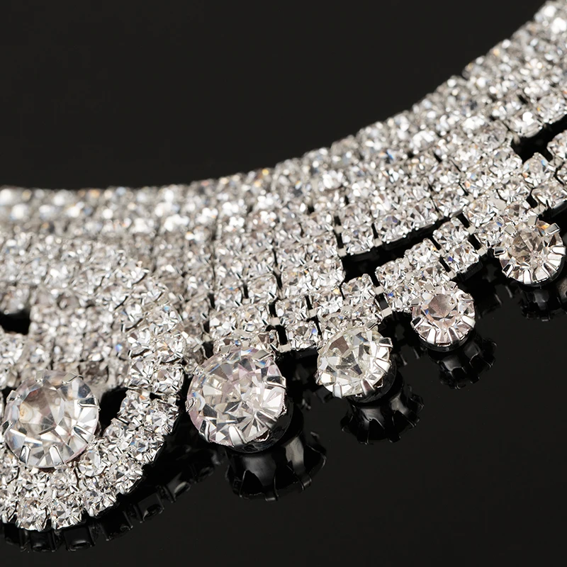 YFJEWE Новая мода стразы цепочка ожерелье серьги наборы для женщин свадебное платье