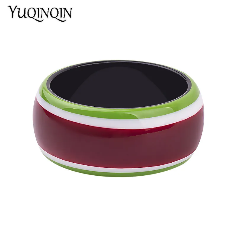 Женские винтажные браслеты из смолы широкие круглые С Разноцветными