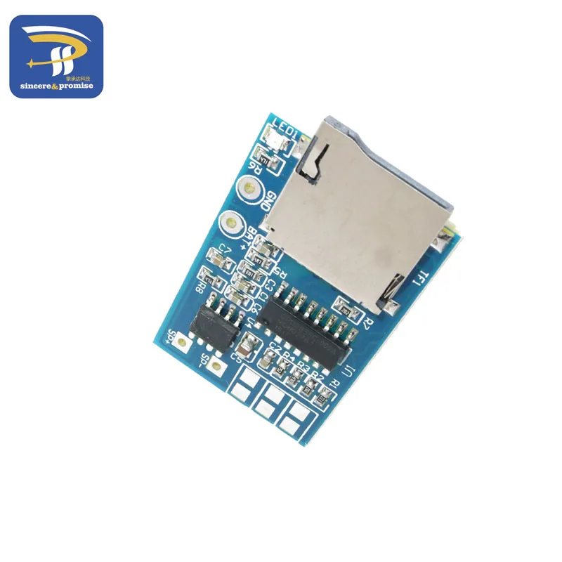 TF card MP3 decoder board with 2W power decoding module 3.7-5V mixed mono playback memory | Электронные компоненты и