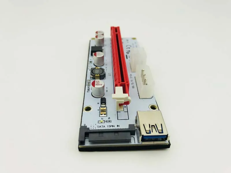 100 шт. PCIE 1X к 16X удлинитель адаптер 008S Riser PCI-E Card SATA 15pin 6pin 4pin источник питания для