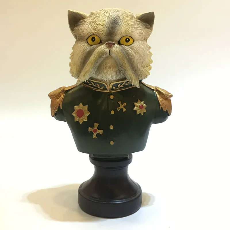 

Retro Exquisite Cartoon Gentleman Cat Officer Bust Decor Creative European Home Living Room Office Wine Cabinet Decor M1944