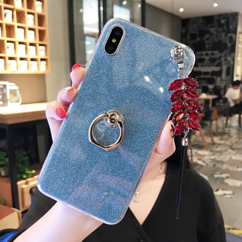 3 в одном блестящий чехол с кольцом для пальца для Asus ZenFone 4 Max Pro 3 Go Live ZB501KL Selfie ZD553KL ZD552KL ZC554KL ZE554KL чехол - Цвет: SHF Blue