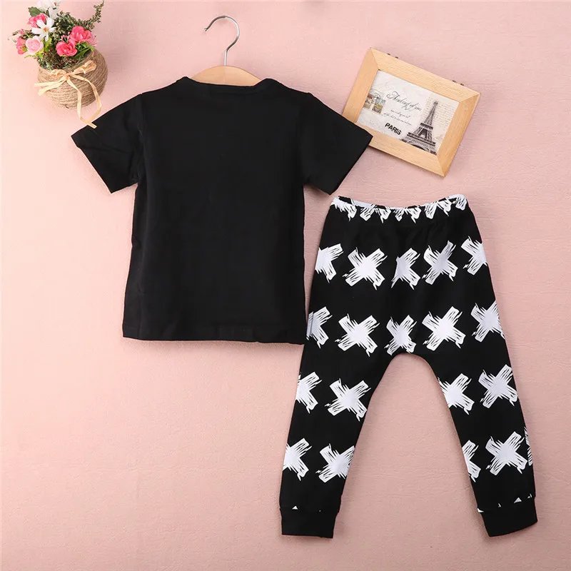 Cute Little Raccoon Baby Girls Boys Summer Clothes Sets Causal Cotton Tops Wear + Long Printing Pants Newborn Outfits | Детская одежда