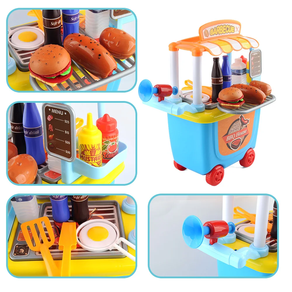 

31PCS Pretend Play Cooking Toys Kitchen Toy set Tableware Set Baby BBQ Model Happy Pretend toys for children Xmas Gifts For Kids
