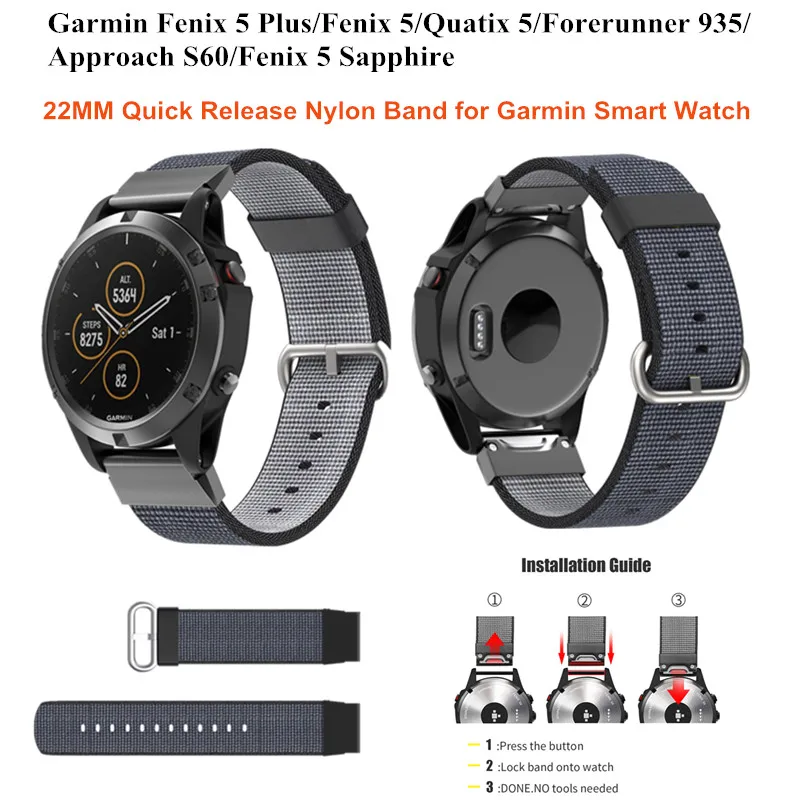 Нейлон тканые спортивный ремешок для Garmin Fenix 5 плюс/Fenix 5/Quatix 5/Forerunner 935/подход S60/fenix