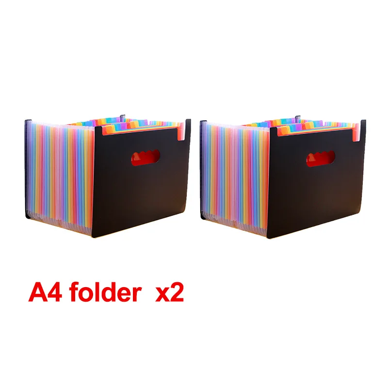 2 Pack file folder HWDID пластик A4/a4 папка для документов/папка для файлов/Органайзер/сумка/чехол для документов/расширение/файл складной 24 кармана папка-удлинитель - Цвет: 2 Pack file folder