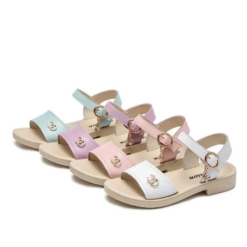 2018 Новая летняя детская обувь сандалии для девочек из натуральной кожи модные
