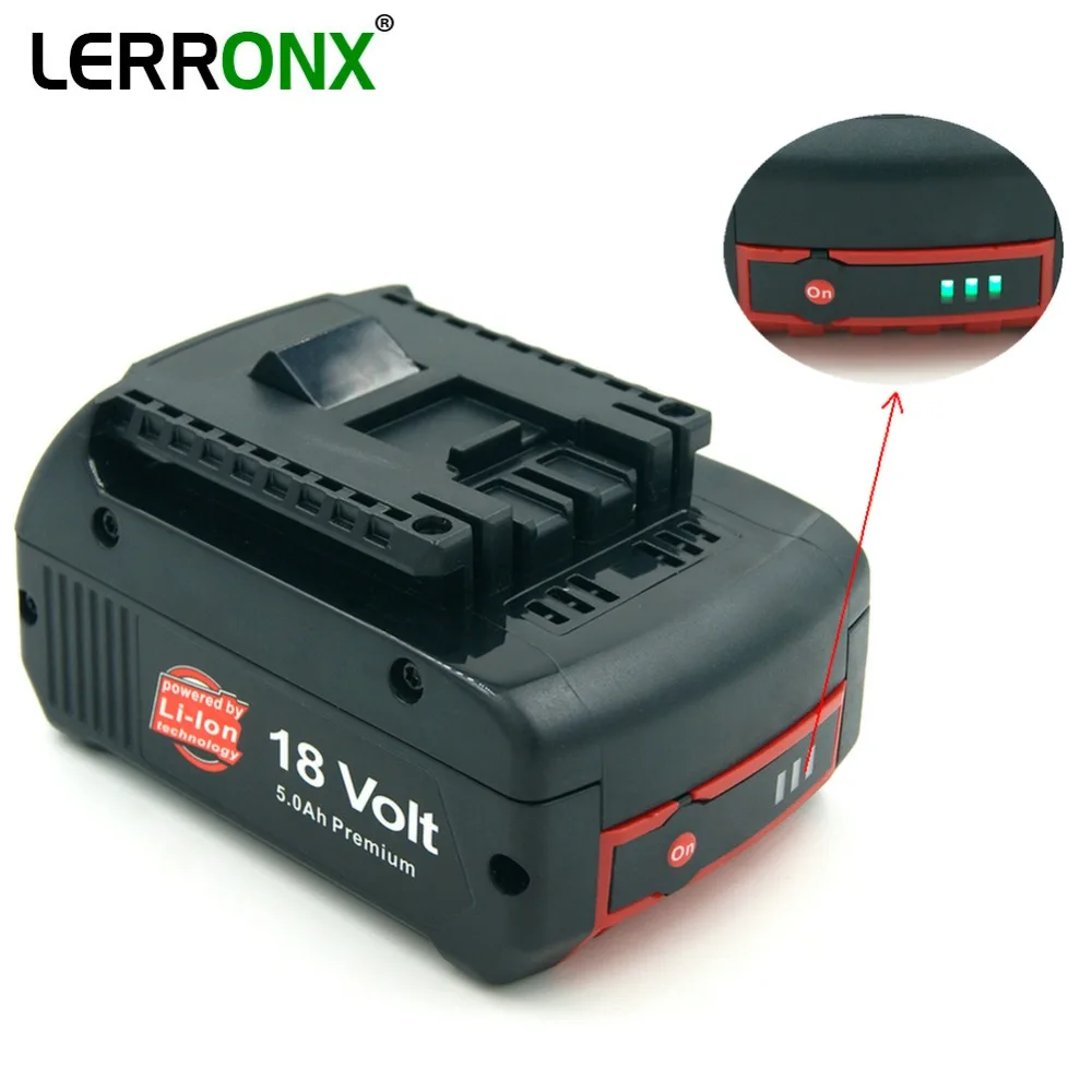 

High Capacity 5000mAh 18V Lithium Power Tools rechargeable battery for Bosch Cordless Drills BAT609 BAT618G BAT609G BAT618