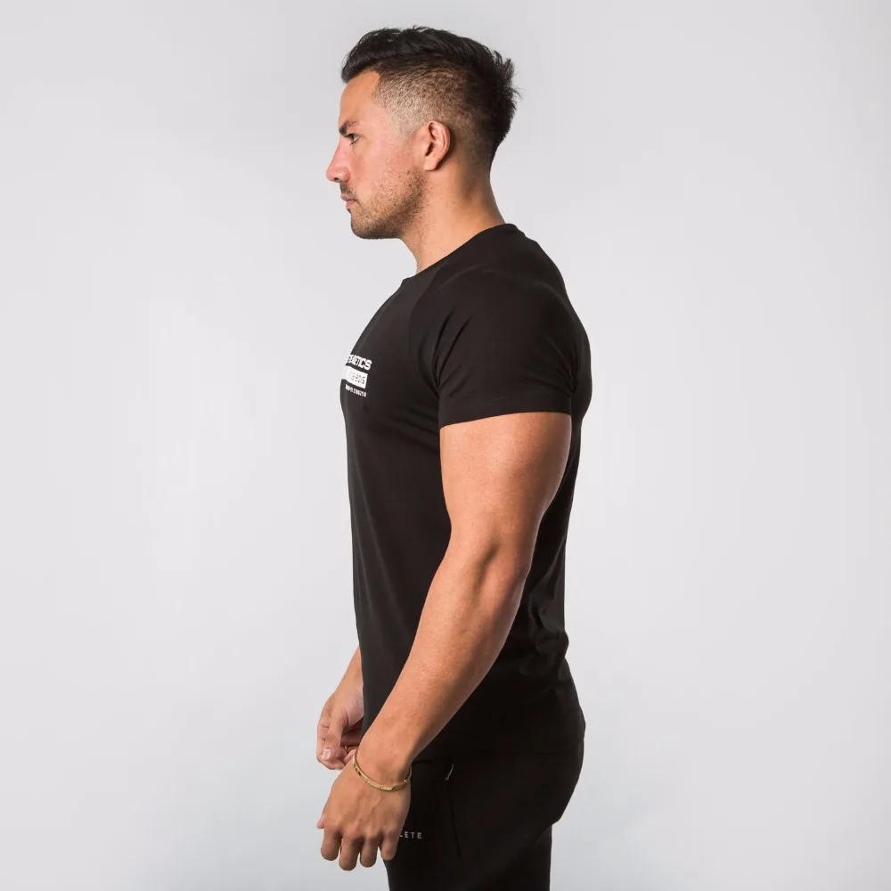 Новинка, футболки ALPHALETE, мужские футболки с коротким рукавом, хлопковые мужские тройки, спортивные тренажеры, фитнес футболки, брендовая одежда