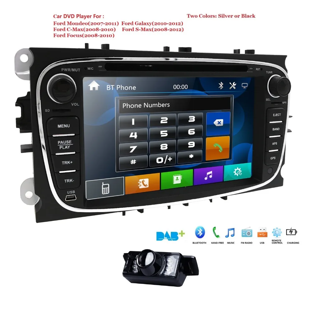 

HIZPO Автомобильный мультимедийный плеер GPS 2 Din автомобильный dvd плеер для FORD Focus/S-MAX/Mondeo/C-MAX/Galaxy Wi-Fi автомобиль радио RDS SWC DAB + камера