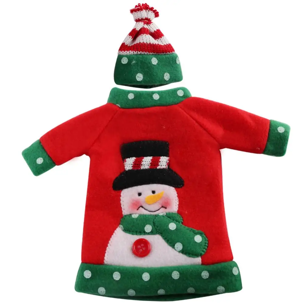 Snowman Теплая Рождественская вечеринка Красное вино свитер на бутылку Снеговик Санта олень крышка подарки Рождественский орнамент Новогоднее украшение стола - Цвет: Snowman