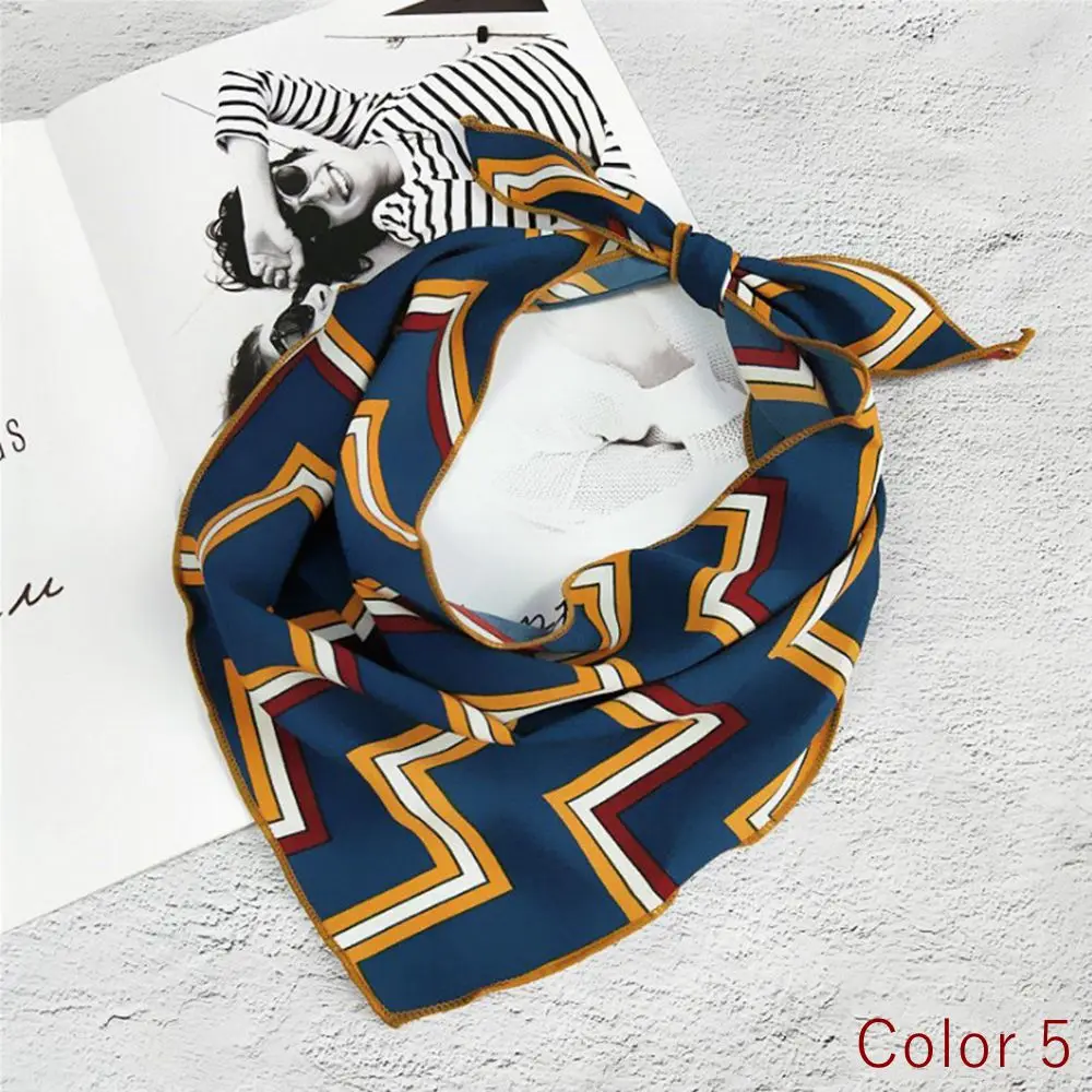 color 5 Gootrades 33*85 см шелковый шарф маленькие мягкие квадраты Многофункциональный головной платок многоцветный полосатый платок с принтом обертывание шеи Decoratio - Цвет: color 5