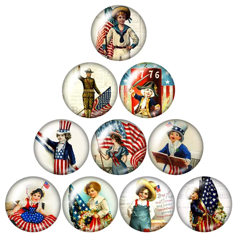 Новый флаг США 4 июля звезды 10 шт. 12 мм/18 мм/20 мм/25 мм круглые фото Стеклянные