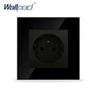 Роскошная французская розетка Wallpad, черный стеклянный выключатель, 2 контакта, французская настенная розетка, бесплатная доставка
