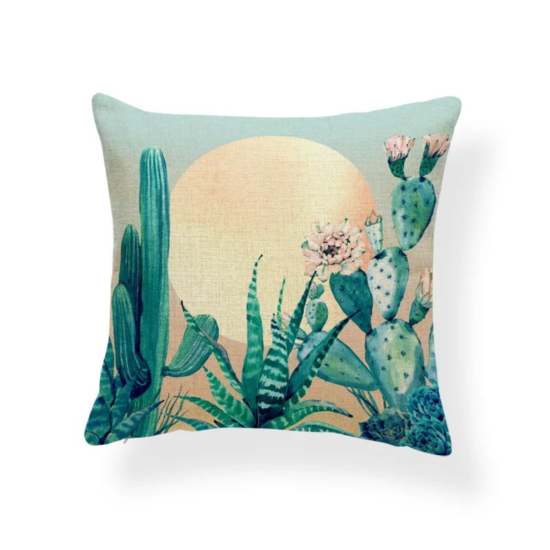 Наволочка для подушки С КАКТУСОМ суккулентами тропическими растениями