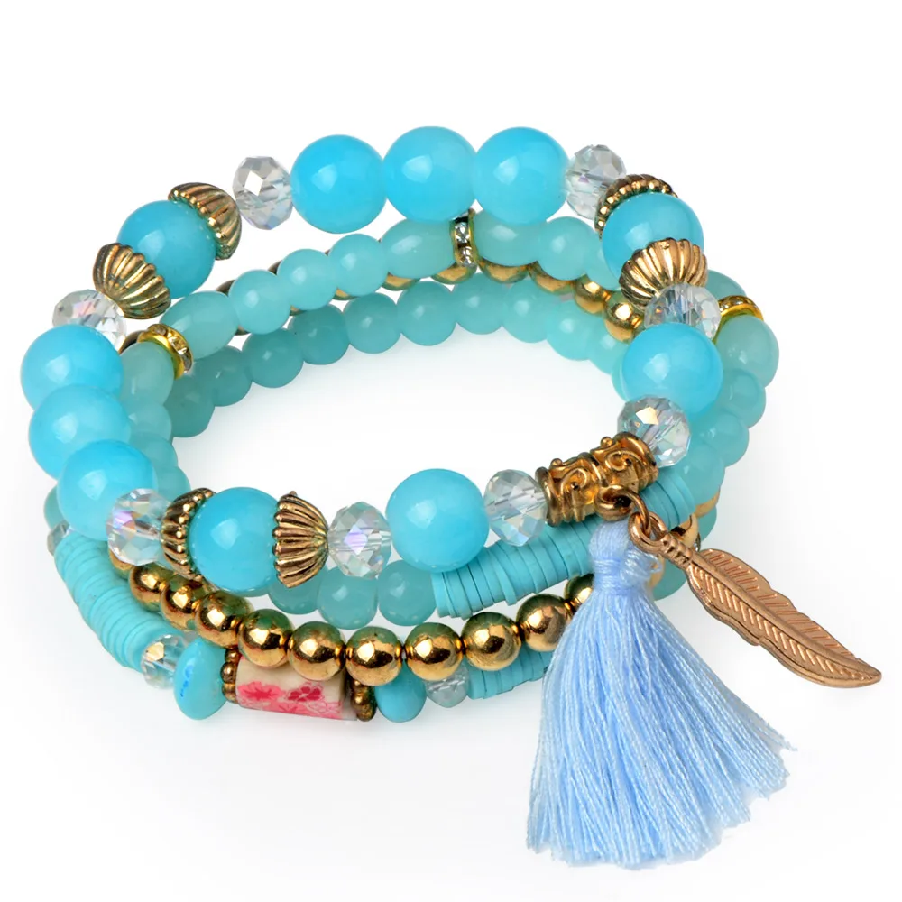 4 шт./компл. Винтажные Ювелирные изделия в богемном стиле красочный браслет с