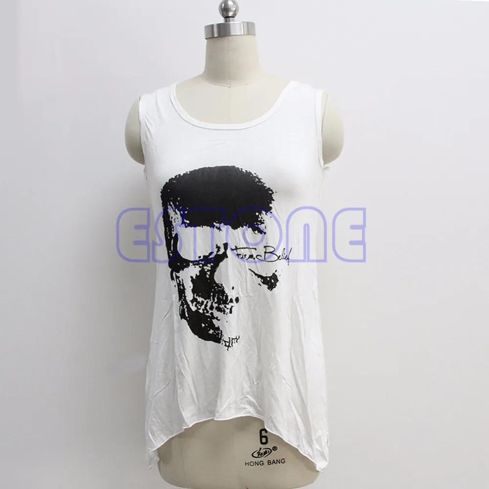Модная готическая Сексуальная футболка с черепом и открытой спиной майка жилет в