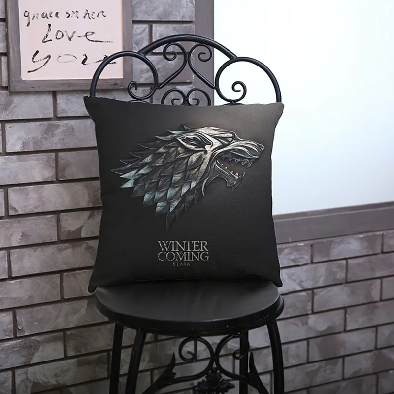 House Stark Темный Цвет Игра престолов 9 домов символ девиз клана Insignia узор Подушка Чехол домашний диван украшения чехол для подушки - Цвет: House Stark