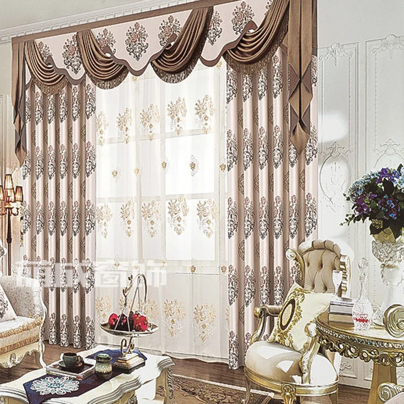 Curtians для спальни гостиной Valance Pelmet Trim бежевые шторы с французским окном брендовые