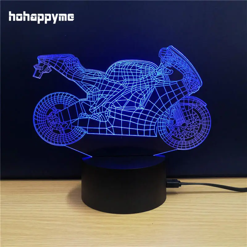 Неоновый акриловый светодиодный светильник для мотоцикла 3D бара паба спальни