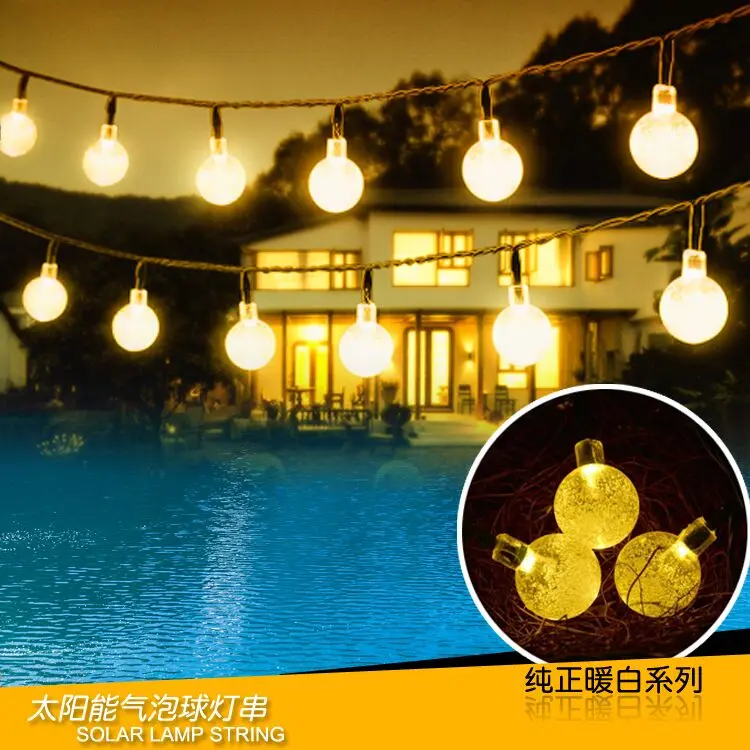 Водонепроницаемая Солнечная гирлянда 6 м 30 Led Bubble Garden Цветная декоративная лампа