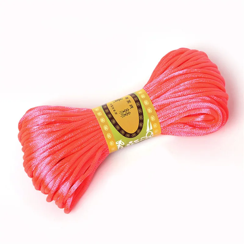 Fluorescent Pink Сатиновая шелковая проволока для макраме, нейлоновая оплетка Шамбала, сделай сам, китайский узел, браслеты, ожерелье, ювелирные аксессуары, 2,5 мм, 20 м - Цвет: Fluorescent Pink