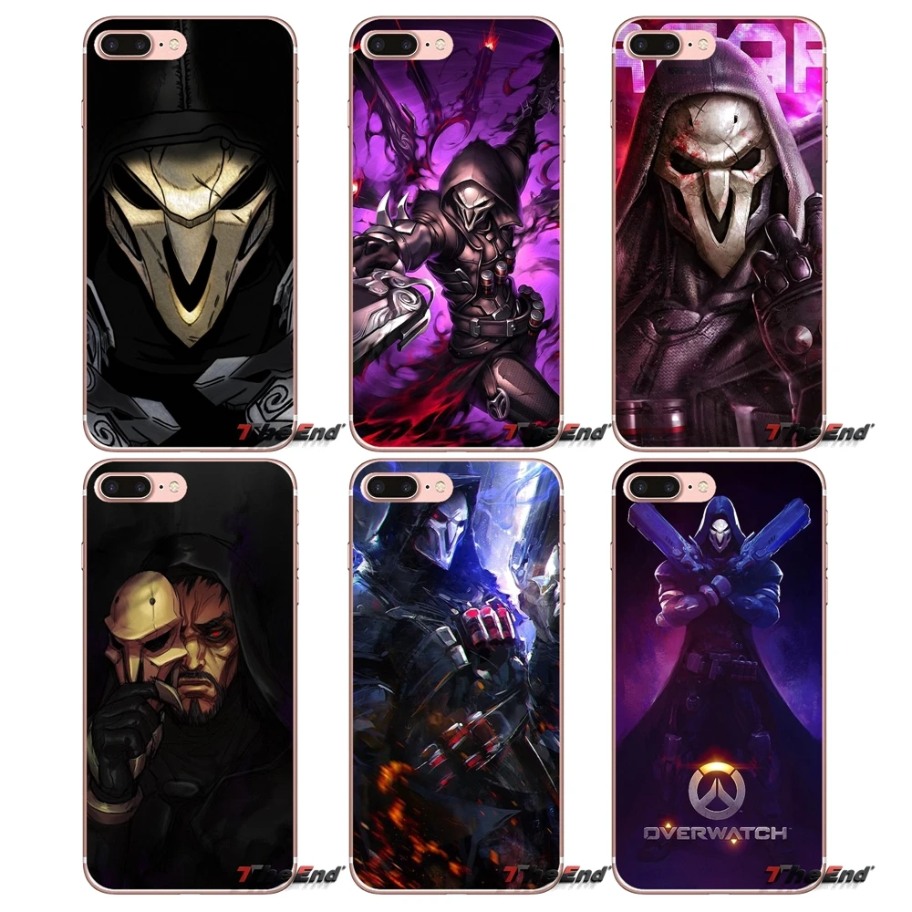Мягкий ТПУ чехол для iPhone X 4 4S 5 5S 5C SE 6 6S 7 8 Plus Samsung Galaxy J1 J3 J5 J7 A3 A5 2016 2017 OVERWATCH Reaper Hero