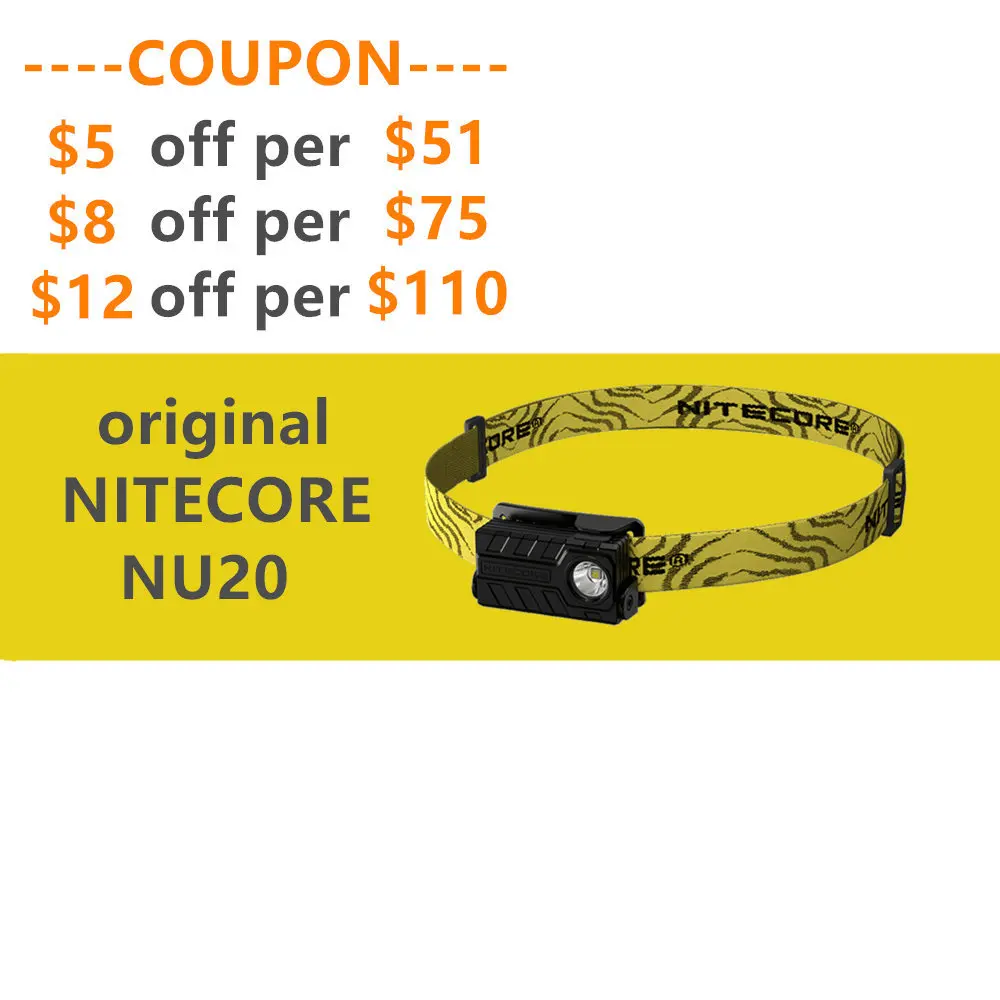 Налобный фонарь NITECORE NU20 перезаряжаемый встроенный аккумулятор легкий USB порт 360