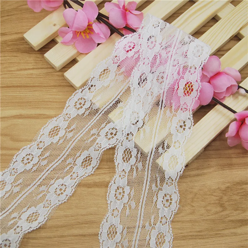 

50mm Polyester Lace Trim White Fabric Sewing Accessories Cloth Wedding Dress Decoration Ribbon Craft Supplies 50yards L734-2