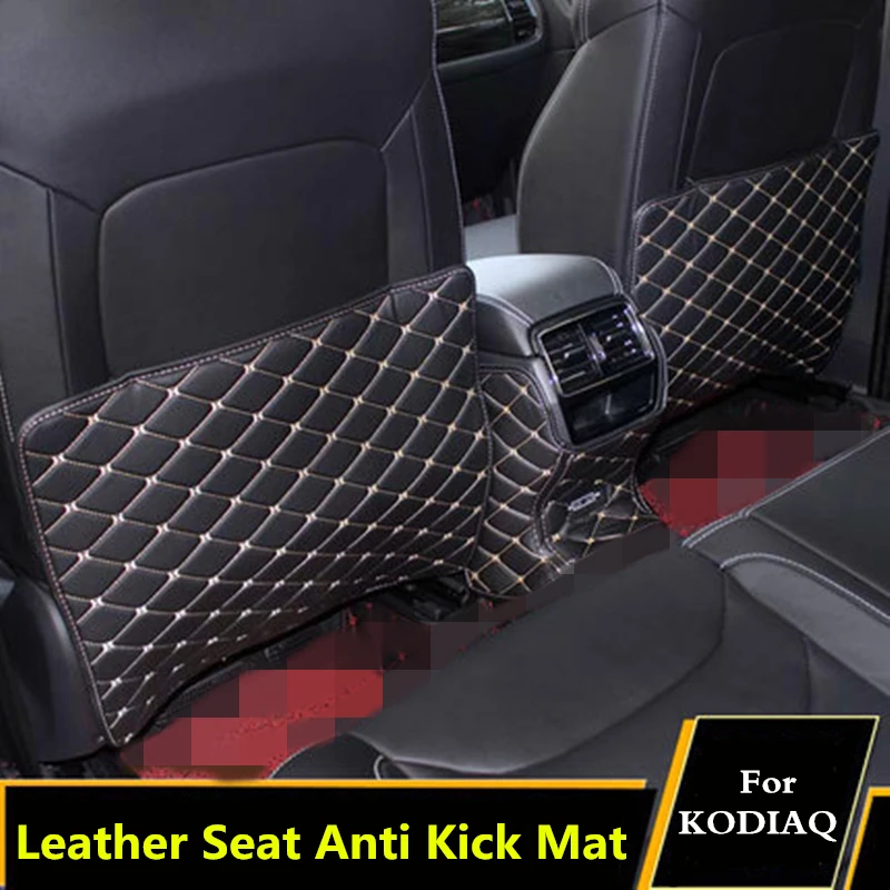 

For SKODA KODIAQ 2016 2017 2018 Car PU Leather Seat anti kick mat pad Armrest box anti Dirty mat seat back Protection pad Cover