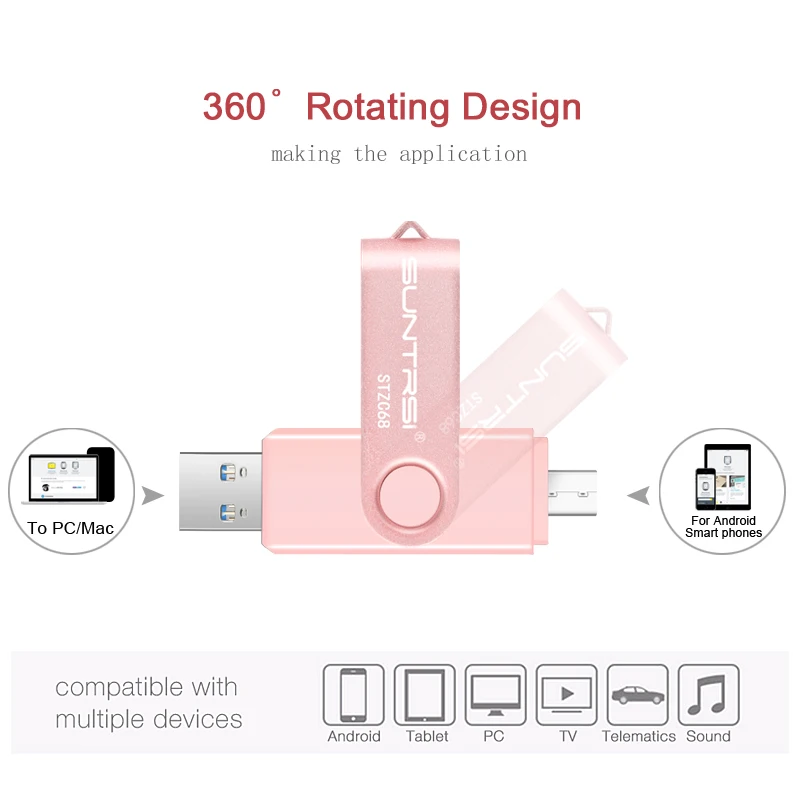 Suntrsi OTG флеш накопитель USB3.0 64 Гб 32 Внешняя память для смартфонов и планшетов