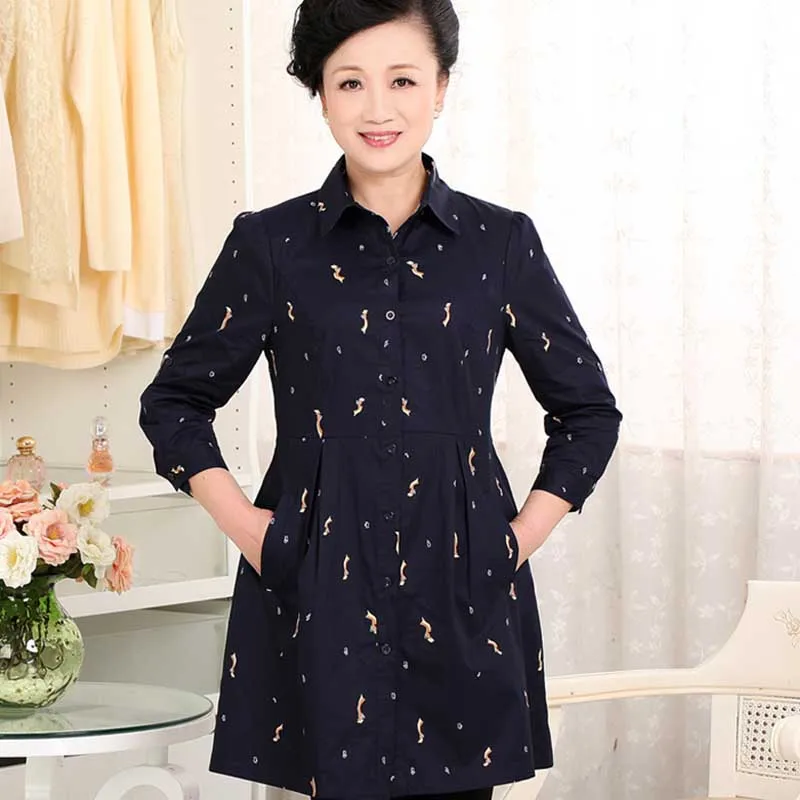Среднего возраста женские осенние Рубашки среднего Женские семь точка рубашка с