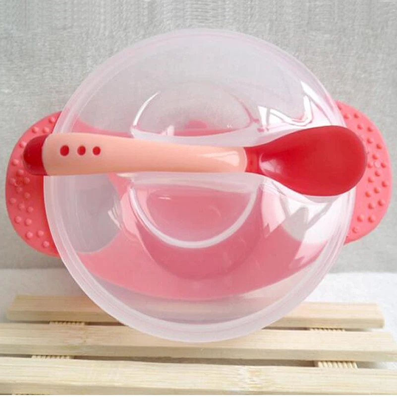 3 шт./лот детская кормушка с крышкой тренировочная чаша ложкой мультяшная